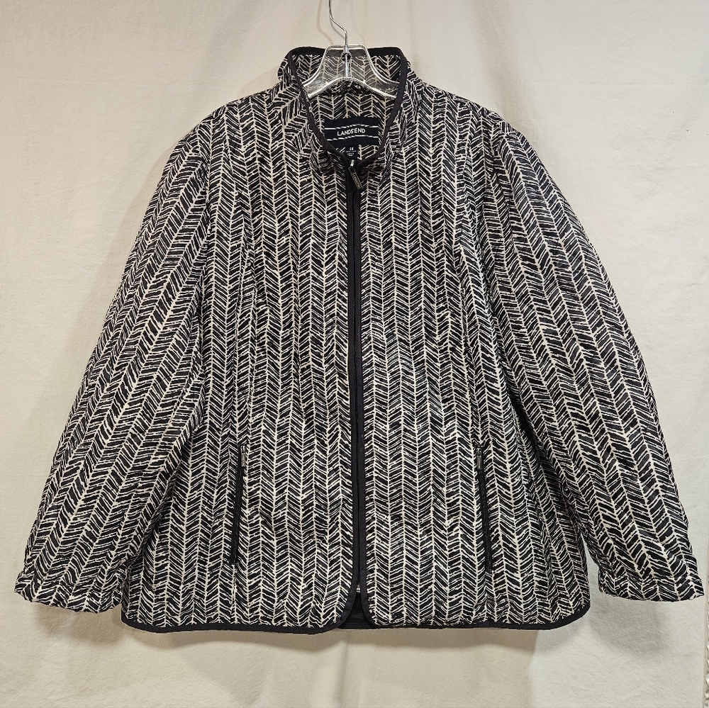 Lands' End Black and White Chevron Jacket